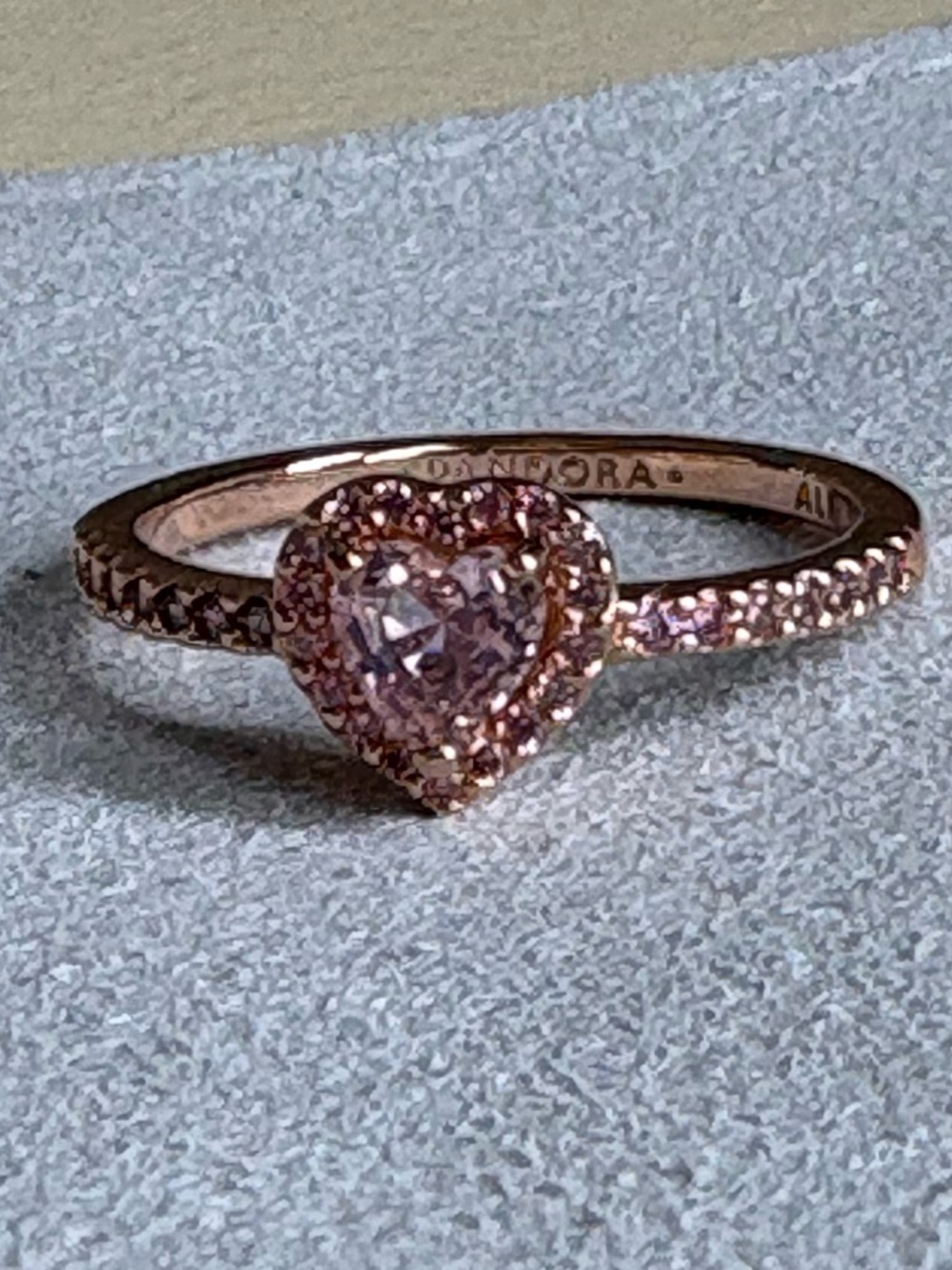 Pandora Rose Gold Heart Ring with Pink Stones